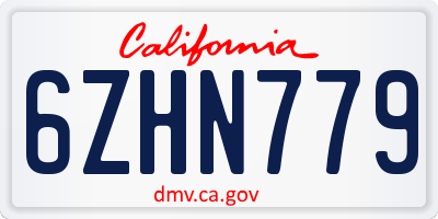 CA license plate 6ZHN779