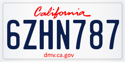 CA license plate 6ZHN787