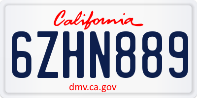 CA license plate 6ZHN889