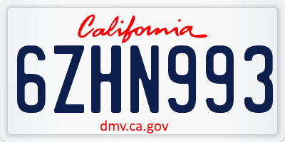 CA license plate 6ZHN993