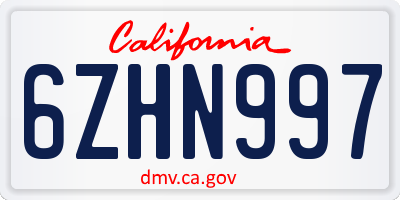 CA license plate 6ZHN997