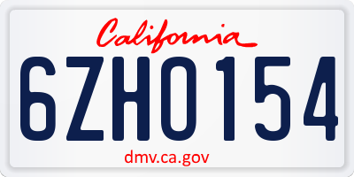 CA license plate 6ZHO154