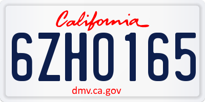CA license plate 6ZHO165