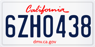 CA license plate 6ZHO438