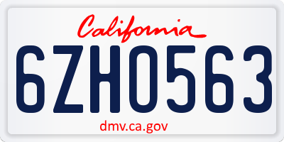 CA license plate 6ZHO563