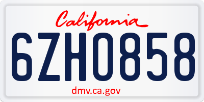 CA license plate 6ZHO858