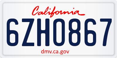 CA license plate 6ZHO867