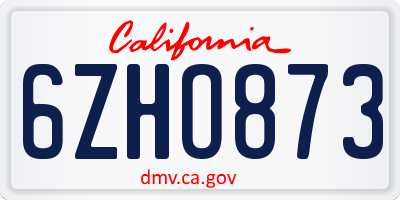 CA license plate 6ZHO873