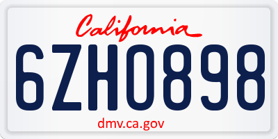 CA license plate 6ZHO898