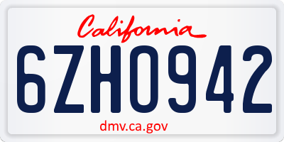 CA license plate 6ZHO942