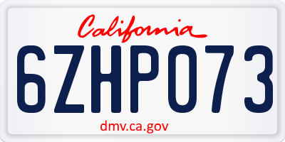 CA license plate 6ZHP073