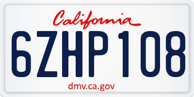 CA license plate 6ZHP108