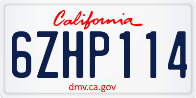 CA license plate 6ZHP114