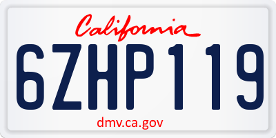 CA license plate 6ZHP119