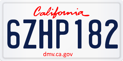 CA license plate 6ZHP182