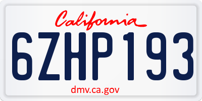 CA license plate 6ZHP193