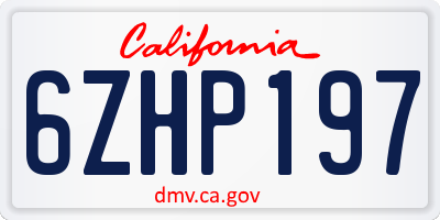 CA license plate 6ZHP197