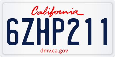 CA license plate 6ZHP211