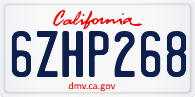 CA license plate 6ZHP268
