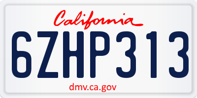 CA license plate 6ZHP313
