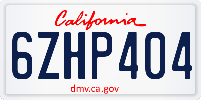 CA license plate 6ZHP404