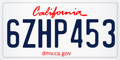 CA license plate 6ZHP453