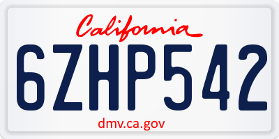 CA license plate 6ZHP542