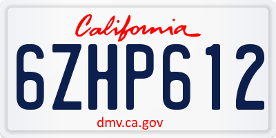 CA license plate 6ZHP612