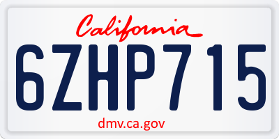 CA license plate 6ZHP715
