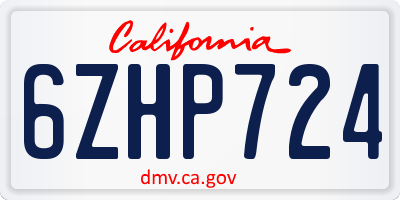 CA license plate 6ZHP724