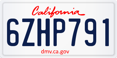 CA license plate 6ZHP791