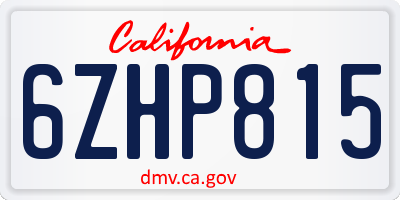 CA license plate 6ZHP815