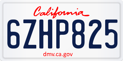 CA license plate 6ZHP825