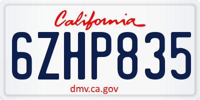 CA license plate 6ZHP835