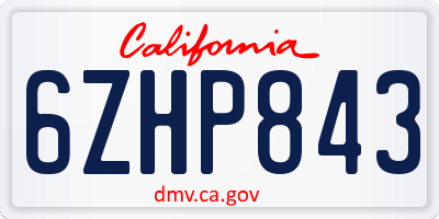 CA license plate 6ZHP843