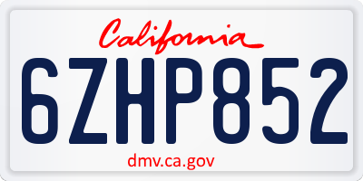 CA license plate 6ZHP852