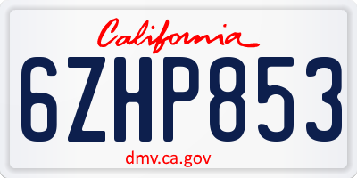 CA license plate 6ZHP853