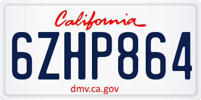 CA license plate 6ZHP864