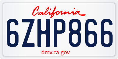 CA license plate 6ZHP866