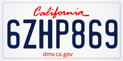 CA license plate 6ZHP869