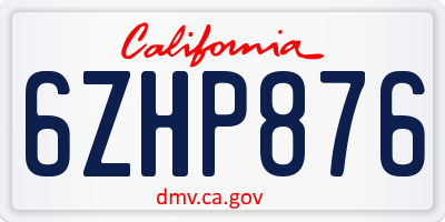 CA license plate 6ZHP876