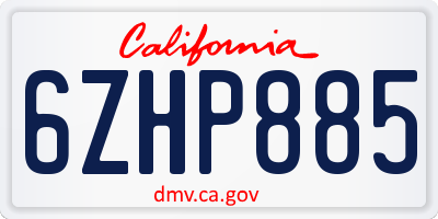 CA license plate 6ZHP885
