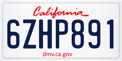 CA license plate 6ZHP891