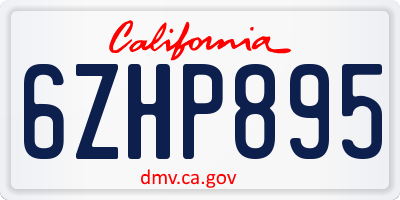 CA license plate 6ZHP895