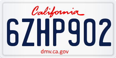 CA license plate 6ZHP902