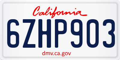 CA license plate 6ZHP903