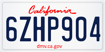 CA license plate 6ZHP904