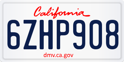 CA license plate 6ZHP908