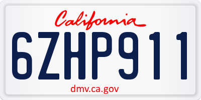 CA license plate 6ZHP911