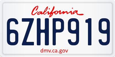 CA license plate 6ZHP919